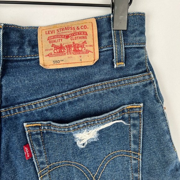 Vintage Re-Done Levi's Rigid High Waisted Denim Jean Shorts Distressed Relaxed 4 - Picture 6 of 8
